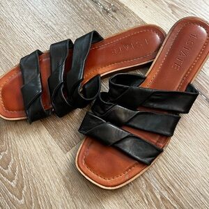 1. State Black Leather Slide Sandals